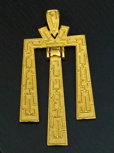 Krone Trifari großer ägyptischer Revival goldfarbener Anhänger selten - Bild 1 von 6