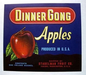 1940s Dinner Gong Apple Fruit Crate Label Yakima - Picture 1 of 1