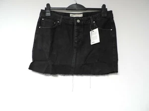 ASOS denim mini skirt with raw hem in washed black UK 12 rrp £25 NH002 ii 09 - Picture 1 of 4