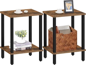 End Table, Set of 2, Side Table, Nightstand, 2-Tier Storage Shelf, Sofa Table fo - Picture 1 of 11