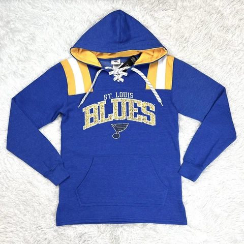 NHL St. Louis Blues Hoodie New DEFECT Pullover Sweatshirt Blue Mens Size Small Cover