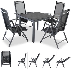 Aluminium Dining Table & Chairs Set | 4 Seater | WPC | Garden Furniture | Grey - Picture 1 of 11