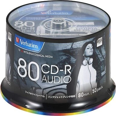 Verbatim Blank CD-R for Audio Music 80min 50pcs White Label MUR80FP50SV2  - Image 1 of 2