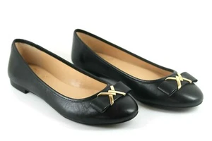 Vince Camuto Womens UK 4 Cirila Black Leather Bow Ballet Ballerina Flats Shoes - Picture 1 of 12