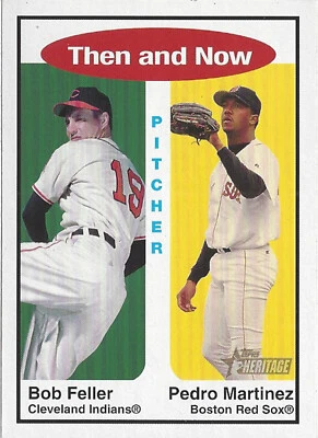 2001 Topps Heritage Then and Now TH8 Bob Feller Pedro Martinez - Image 1 of 2