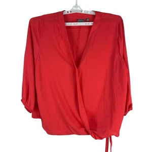 New York & Company Soho Red Wrap Blouse Size XL 100% Polyester Womens Top - Picture 1 of 6