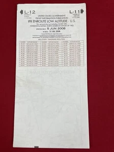 2008 United States IFR ENROUTE LOW ALTITUDE Aeronautical Map Chart L-11 L-12 - Picture 1 of 4