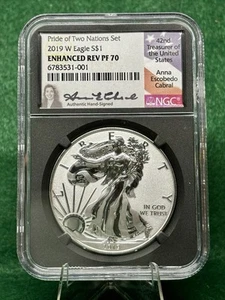 2019 W Silver Eagle $1 Enhanced Reverse Proof NGC PF70 Signed by Anna Cabral - Picture 1 of 2