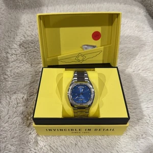 NEW INVICTA Year & Date WATCH Slim 36374 48mm Quartz With Box Silver Blue - Picture 1 of 6