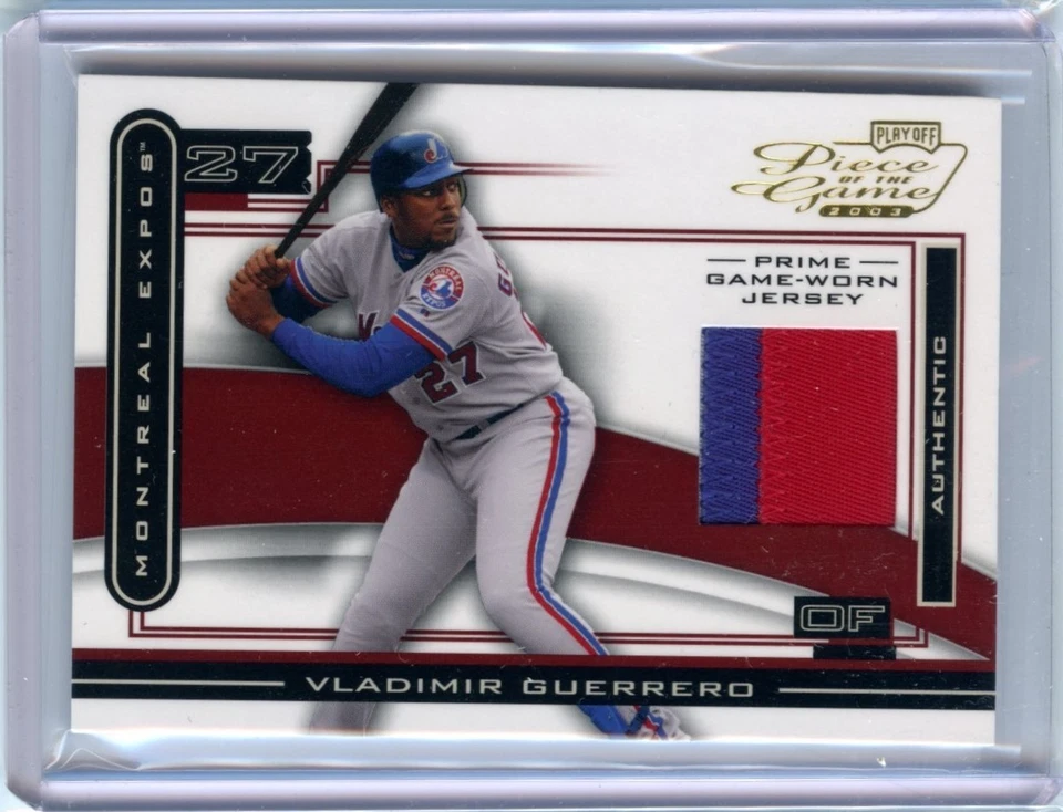 Pieza del juego Playoff 2003 platino #/25 Vladimir Guerrero #POG-100 GU parche Foto 1 de 2