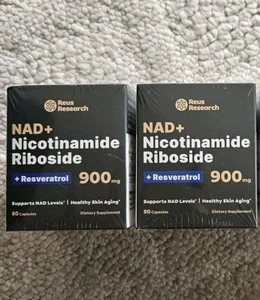 2 Pack-Reus Research NAD+ Supplement 900mg Anti-Aging ex 1/10/27 - Picture 1 of 2