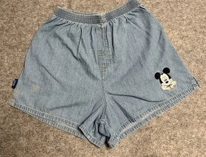 VTG Disney Mickey Mouse Denim Shorts Light Blue GIRL’S Size Medium - Picture 1 of 17