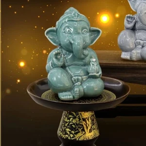 Ganesha, Dio del Culto del Successo, Il Datore delle Benedizioni, Ceramica 8x7,5x11,2cm - Foto 1 di 6