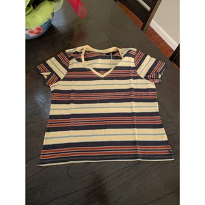 New Toad & Co Grom V-Neck Tee - Straw Stripe Size M - Bild 1 von 3