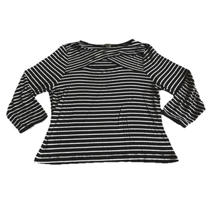 Vince Camuto Long Sleeve T-Shirt Zebra Black White Women's Petite Medium Striped - Picture 1 of 4