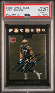 2008 Jordy Nelson signed ROOKIE card Topps Chrome #TC207 PSA 8 AUTO 10 POP 2 RC - Picture 1 of 2