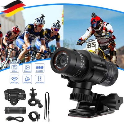 Action Cam für Fahrrad Motorrad 1080P HD Helmkamera 120°Weitwinkel Sportkamera, - Bild 1 von 4
