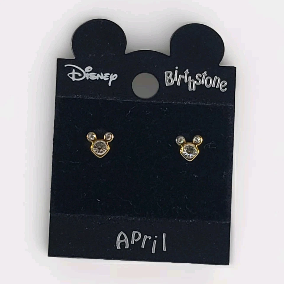 Disney Parks 10k Gold Emerald May Birthstone Mickey Mouse Stud Earrings