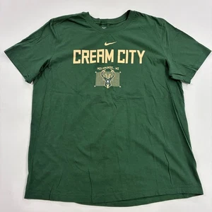 Camiseta Nike Para Hombre Verde Milwaukee Bucks NBA Baloncesto Crema Ciudad Talla XL - Imagen 1 de 5