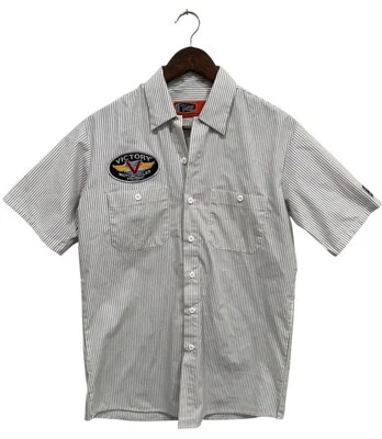 Victory Motorcycles Logo Button Up Back Patch Shirt Men’s Small S - Image 1 of 4