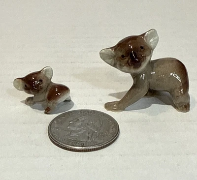 Vintage Hagen Renaker Miniature Koala Bears Mom & Baby Figurines - Image 1 of 4