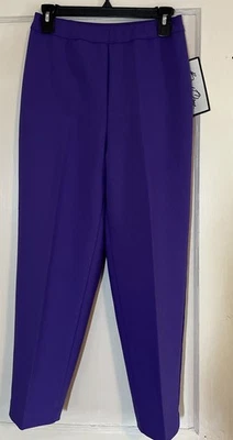 Bend Over Pants Women’s 8 Short Purple Pull Up Classic Pants Elastic Waist Poly - Image 1 of 4