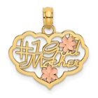 14k Two-tone Diamond-cut #1 God Mother In Heart Necklace Charm Pendant