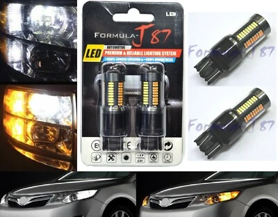 LED Switchback Light 4014 White Amber 7444 Two Bulbs Front Turn Signal Upgrade - Image 1 of 4