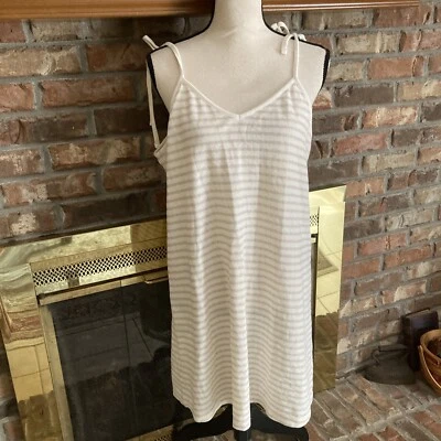 Vestido Corto Madewell Marfil Tejido Talla Grande Rayas Mezcla Algodón Tirantes Espagueti Foto 1 de 4
