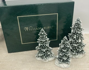 2002 Lang and Wise Colonial Williamsburg Snowy Trees 0506003 Set Of 3 With Box - Picture 1 of 18
