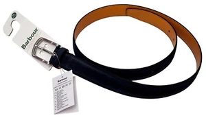 BARBOUR EST.1894 Mens Spey Suede Medium 85-100cm Navy Blue Leather Belt - Picture 1 of 8