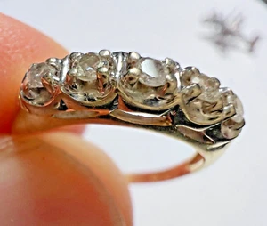 MARKED  14 K GOLD  RING 5 DIAMONDS  SIZE  6 - Picture 1 of 4