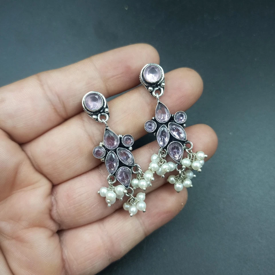 Silver 925 Plated Fashion earrings for women/Handmade Earrings/Gifts For Her - Image 1 of 1