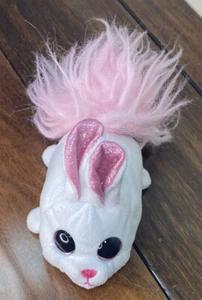Fuzzee Tails POOPSIE Born 3/17 White Bunny Rabbit Plush Stuffed Animal  5" pink - Picture 1 of 5