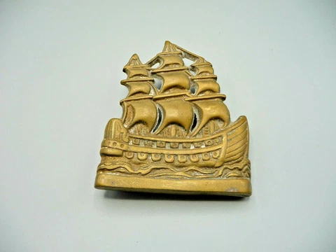 Vintage Brass Sailig Ship In Full Sail Door Knocker Nautical Marine Theme 1970s Cover