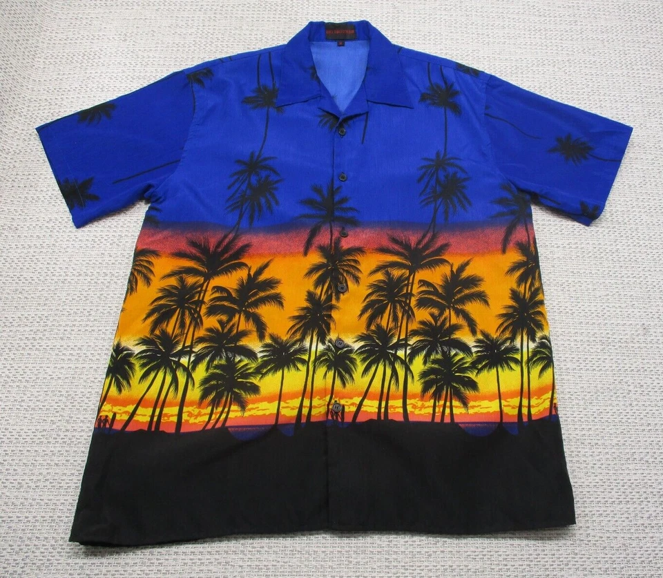 Винтажная совершенно гавайская рубашка Big Brother мужская средний размер пляжный закат на пуговицах - Изображение 1 из 4