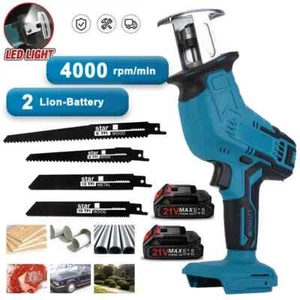 Cordless Reciprocating Saw Adjustable Speed Chainsaw Wood Metals Pipe Cutting - Picture 1 of 17