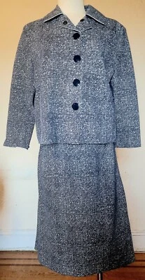 Akris Punto синий и белый длинным рукавом юбка костюм размер 10 - Изображение 1 из 4