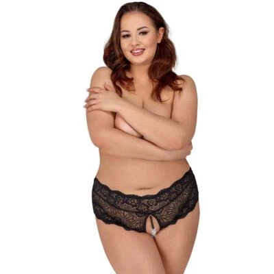 Damen Panty L-4XL schwarz Dessous Schritt offen Perlen Sexy Unterwäsche "Anitay" - Bild 1 von 4