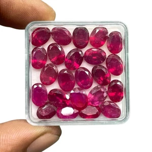 6 Pcs Natural Ruby 8x6mm Oval Cut Stunning Red Ring Size Loose Gemstones Lot - Picture 1 of 12