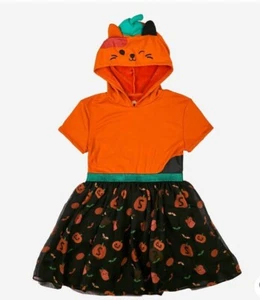 Girls’ Squishmallows Pumpkin Cam The Cat Dress Black/Orange NWT - Picture 1 of 5