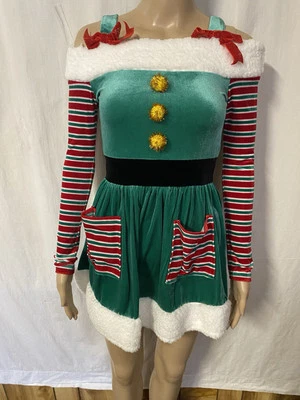 Vestido Juniors' Born Famous Candy Cane Elf Talla XS Foto 1 de 4