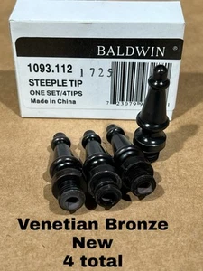 Baldwin 1093-112 Venetian Bronze Finial Steeple Hinge Tips Set (4) Total NEW - Picture 1 of 3