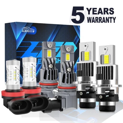 For Acura TL Sedan 4-Door 2008-2013 2014 6500K LED Headlight Fog Light Bulbs Kit - Image 1 of 4