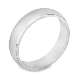 5mm Platinum Medium Weight D-Shape Wedding Band - Size T - Picture 1 of 5