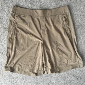 Athleta Brooklyn Bermuda Shorts 16 Athletic High Rise Khaki Gold Lightweight - Picture 1 of 7