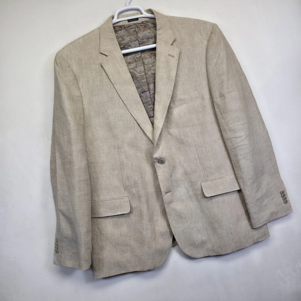 Blazer Joseph Abboud Para Hombres 48R Beige Lino Resort Costero Informal Chaqueta Preppy Foto 1 de 4