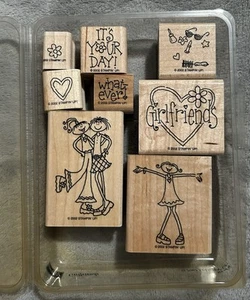 PreOwned StampinUp Girlfriends 8pc Stamp Set 2002 Retired - Picture 1 of 4