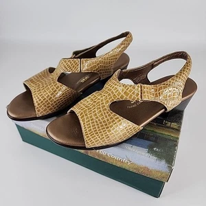 SAS Tripad Comfort Suntimer Gold Patent Croc Sling Back Sandals Women's Size 10W - Picture 1 of 9