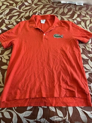 Lacoste Polo Shirt Mens Orange Medium Size 5 Big Croc Logo - Image 1 of 4